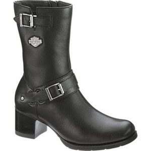 Harley-Davidson Serita Leather Heeled Zip Black Boots